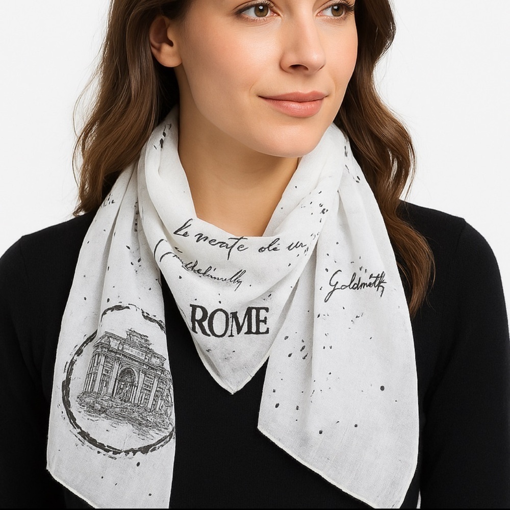 White and Black Graphic Scarf